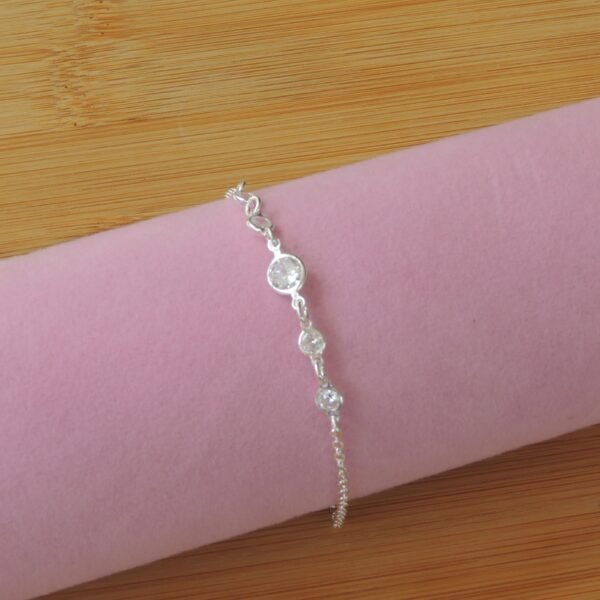 Pulseira Zircônias Brancas Centrais - Prata  925