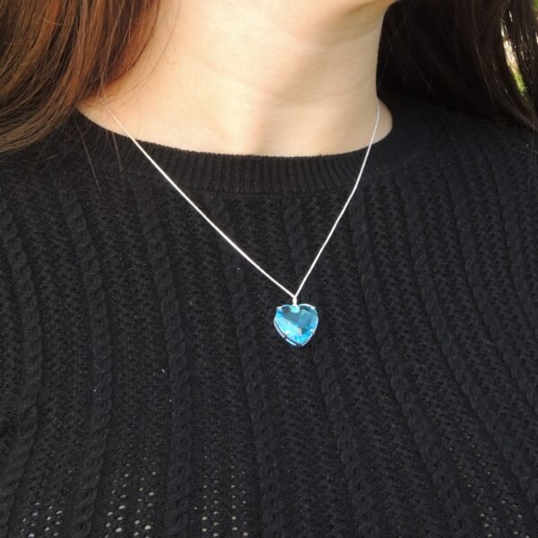 Colar Coração Zircônia Azul Claro - Prata 925 - Image 3