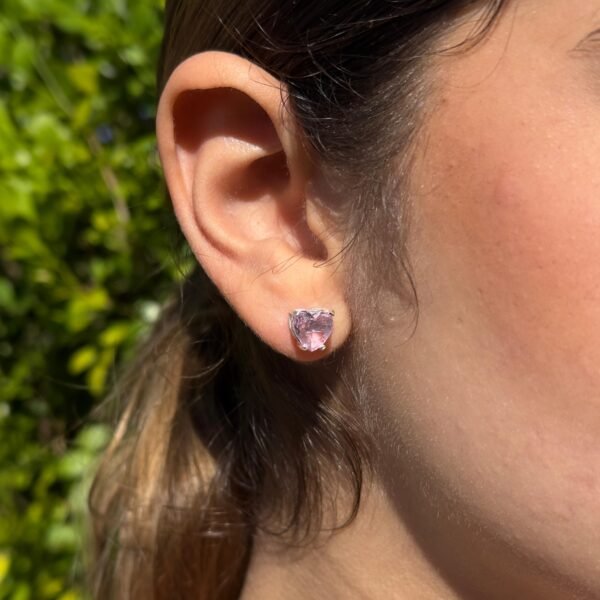 Conjunto Coração Zircônia Rosa - Prata 925 - Image 2