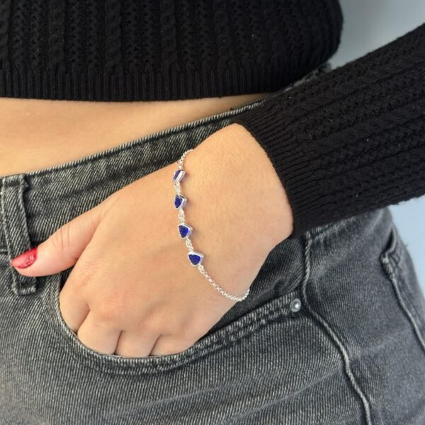 Pulseira Corações Azuis Escuros - Prata 925 - Image 2